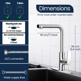 QUMENEY Kitchen Faucet with Temperature Digital Display Pull Down Sprayer, Modern Single Handle Faucet for Kitchen Sink Rv High Arc Pull Out Water Tap with Deck Plate Chrome