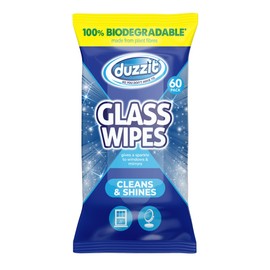 Duzzit Glass Wipes - Cleans & Shines | 100% Biodegradable - Made From Plant Fibres | Suitable for Windows, Glass Objects and Mirrors (60 Biodegradable Wipes)