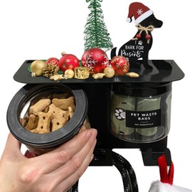 Vascito Dog Leash Holder for Wall with Storage, and 9" Dog Shelf, Dog Hooks and 2 Airtight Dog Treat Containers, Dog Stuff Organizer Treat Station, Dog Walking Accessories Must Have