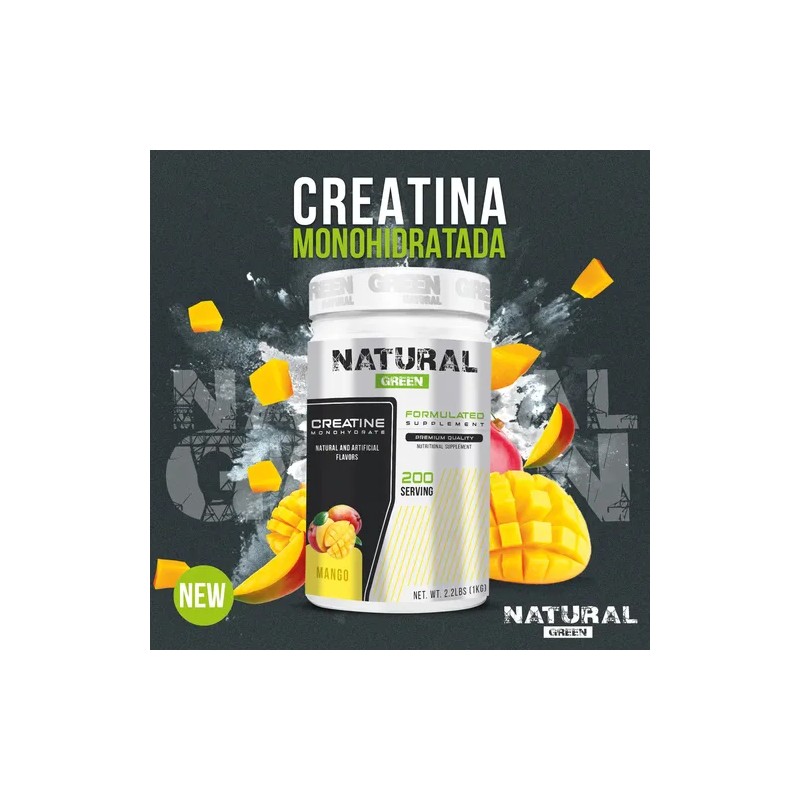 Creatina Monohidratada Green 1 Kg 200 Servicios Sabores