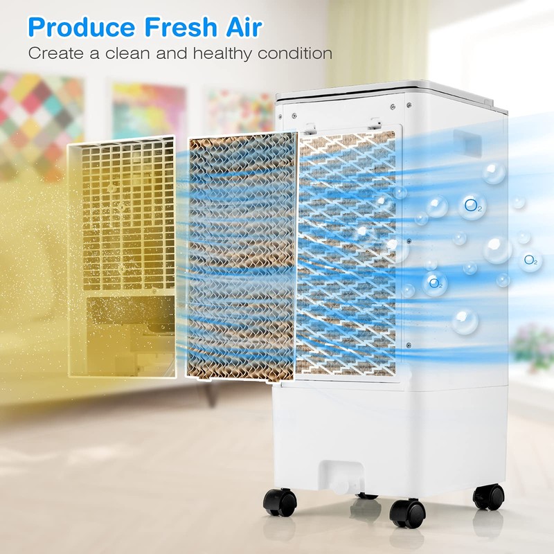 COSTWAY Portable Evaporative Air Cooler for Room, Include Remote Control,