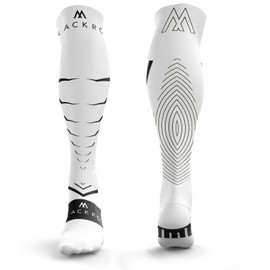 BLACKROX Kompressionsstrümpfe Sport VIPEROX Kompressionssocken Vergleichssieger Sportkompressionsstrumpf Laufstrümpfe Damen & Herren Lang Unisex (WEISS, L-XL (41-46))