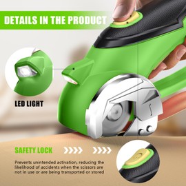 Xpersoul Cardboard Cutter, Cordless Electric Scissors, Power Shears Box Cutter with a Replacement Blade, Rotary Cutter for Cardboard Packages Leather Plastic (Light Green)