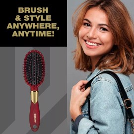 Conair Velvet Touch Travel Hairbrush, Hairbrush for Men and Women, Cushion Base 