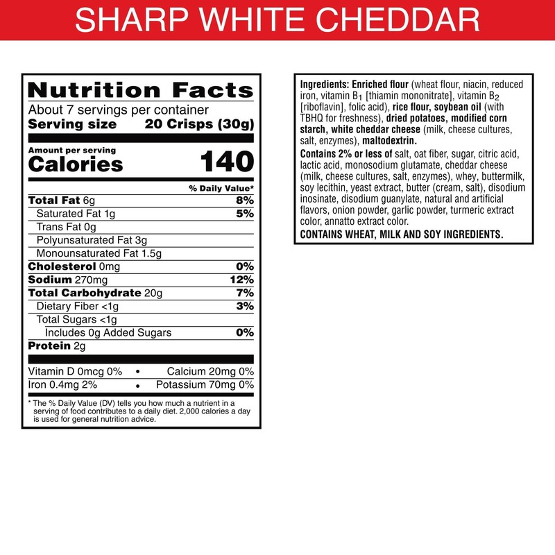 Cheez-It Snap'd Cheese Cracker Chips, Thin Crisps, Extra Crunchy, Sharp