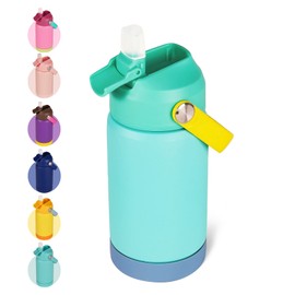 Kerilyn 12oz Kids Insulated Water Bottle, Leak-Proof Toddler Cup with Straws Lids, Kids Water Bottles for School Boys Girls, Stainless Steel Vacuum Insulated Bottle for Kids, BPA Free, Mix2