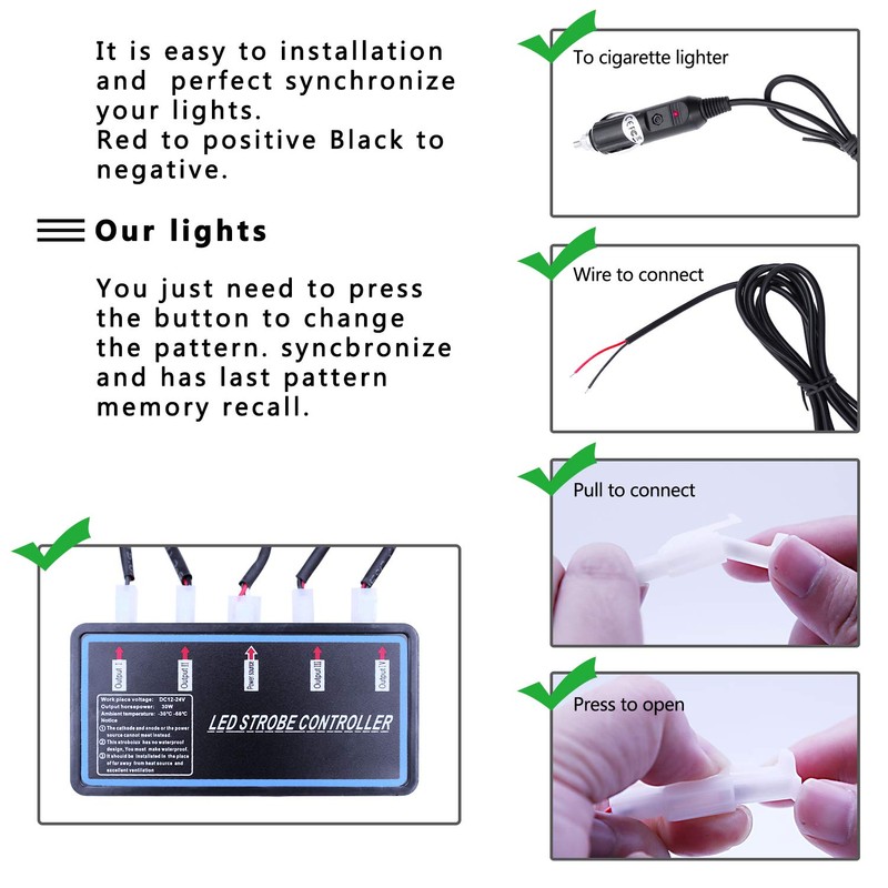 EASE2U E Led Strobe Lights for Trucks Vehicles Suvs, 4pcs