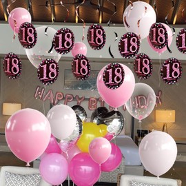 AIBAOBAO Pack of 12 18th Birthday Decoration for Birthday Decoration, Hanging Decoration, Ceiling Hanger, Spiral Garlands, Rose Gold Hanging Swirl Colourful for Anniversary Party, Celebration, Girls,