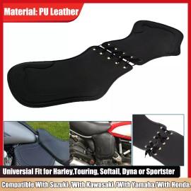 Unbranded Black Leather Heat Saddle Shield Deflector Fit For Harley Suzuki Honda Universal