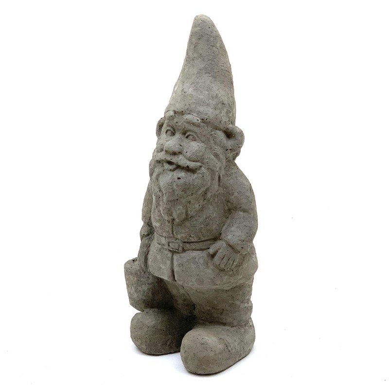 Garden Gnome with Bucket: Solid Durable Stone Statue with Vintage