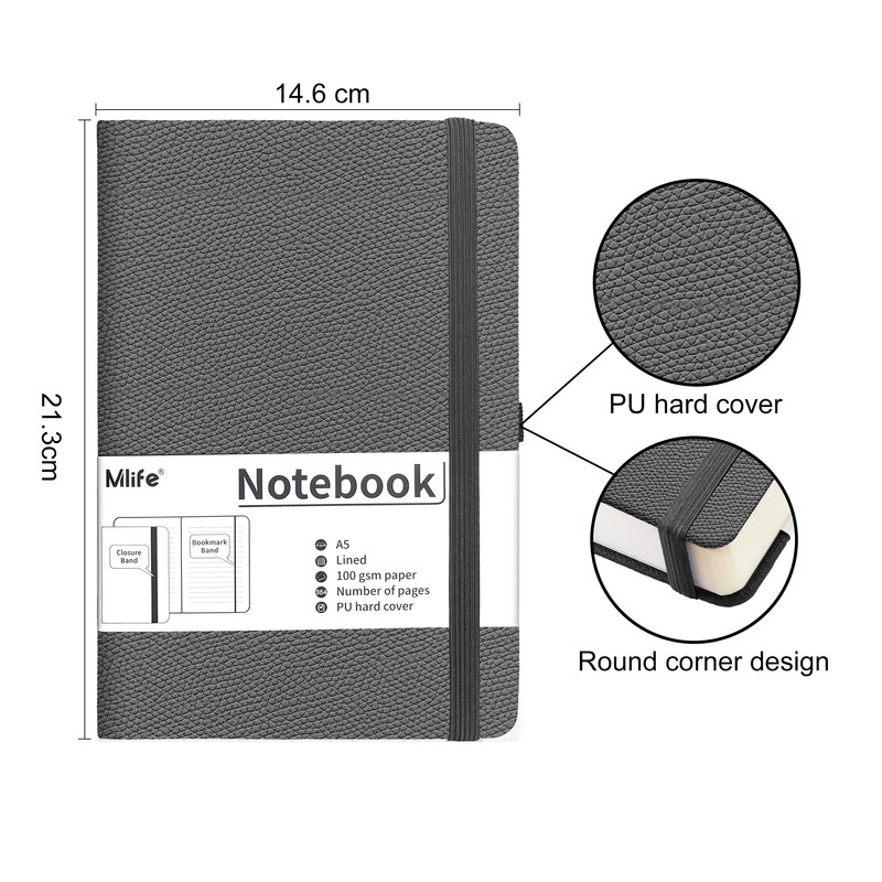 Mlife A5 Thickened Journal Notebook-Lined Notepad with 360 Pages and