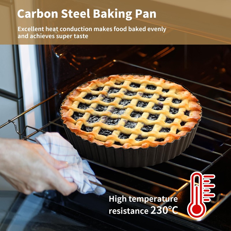 Aramanara 2 Pack Quiche Pan, Non-Stick Tart Pan, Carbon Steel