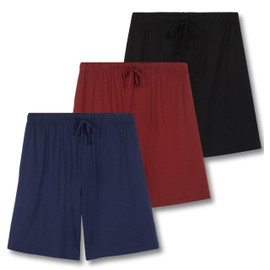 Real Essentials 3 Pack:Mens Cotton Ultra-Soft Knit Sleep Pajama Shorts & Lounge Wear (Available In Big & Tall), Set J, 3X