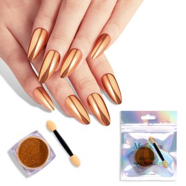MelodySusie Champagne Chrome Nail Powder for Gel Nails,Metallic Mirror Effect Pigment Stylish and Technological Fine Glitter for Home DIY Salon Use