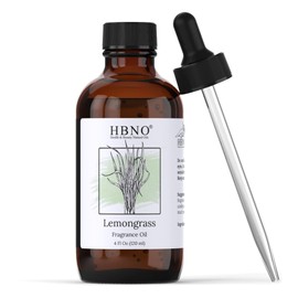 HBNO Lemongrass Fragrance Oil - Huge 4 oz (120ml) Value Size - Ideal for Soap and Candle Making, Perfumes, Home Fragrances, Reed Diffusers, Bath Bombs, Linen Sprays, Lotions, and Car Fresheners