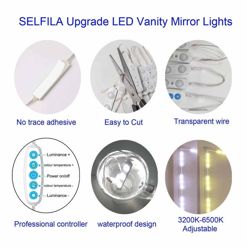 LED Vanity Mirror Lights Dressing Table DIY Dimmable Makeup Mirror