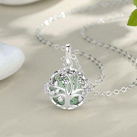 INFUSEU Aromatherapy Necklaces for Women Essential Oil Diffuser Jewelry Lava Stone Rock Tree of Life Pendant Aroma Scented Perfume Locket Gifts