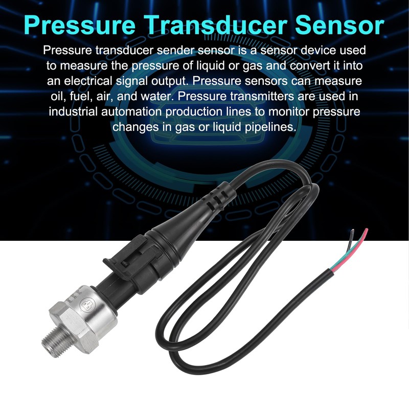sourcing map Pressure Transducer Sender Sensor with Connector, 1/8" NPT