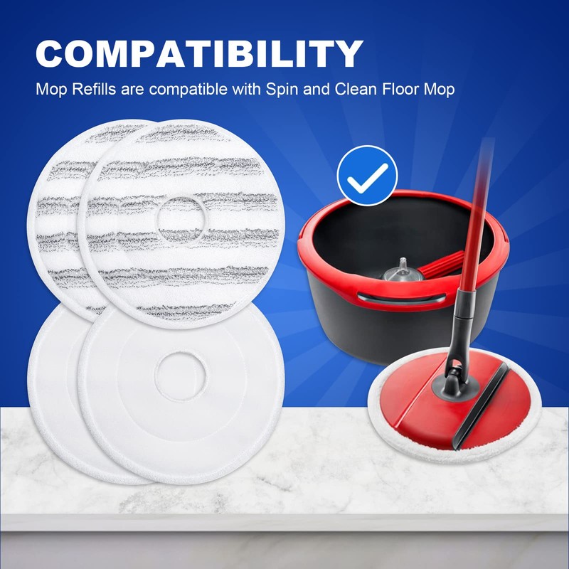 KEEPOW Pack of 4 for Vileda Spin and Clean Mop
