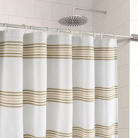 LANE LINEN Shower Curtain Beige – 2-in-1 Laminated Fabric Shower Curtain 72"x72", Waterproof Waffle Weave, No Liner Needed, Modern Spa Style, Easy to Clean & Maintain – Beige