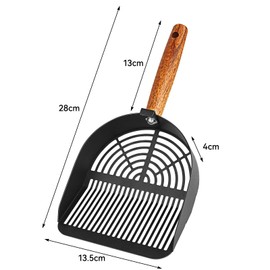 Fhintory Cat Scoop, Stainless Steel, Cat Litter Tray Scoop, Metal Cat Litter Scoop, Scoop for Cat Litter Tray, Various Hole Spacings, Cat Scoop with Wooden Handle, Litter Box Scoop, Black