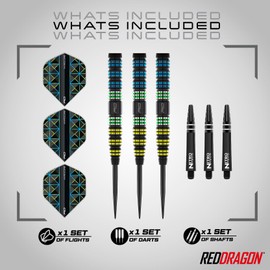 RED DRAGON Darts - Dragonfly 95 25g - 95% Tungsten Professional Steel tip Darts Set with Dart Flights and Dart Shafts (Stems)