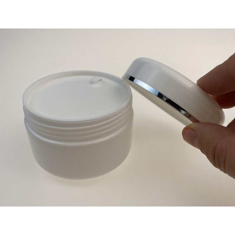 Bamboopack 3 x 250ml White Plastic Cosmetic Containers with Silver