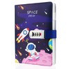 Mazeran Combination Lock Journal, PU Leather Hard Cover Space Astronaut