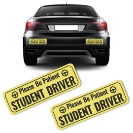 2PCS Student Driver Magnet for Car,Highly Reflective Student Driver Sticker for Car Door/Trunk/Hood/Bumper,Universal Removable Please Be Patient New Driver Magnet for Car (Yellow)