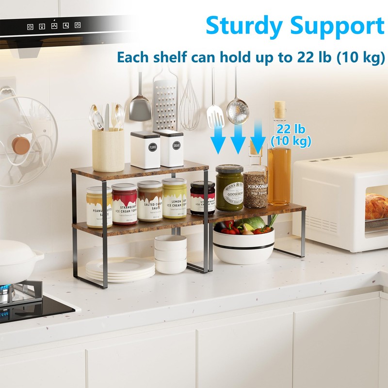 Golener Countertop Organizer Corner Shelf, 2 Tier Adjustable Stackable Corner