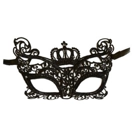 Art &Beauty 2pcs Black Lace Masks for Masquerade Proms Hallowmas Christmas Venetian Party(Crown)