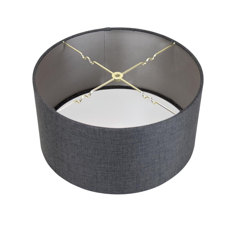 16x16x9 Granite Gray Burlap Hardback Drum Lampshade