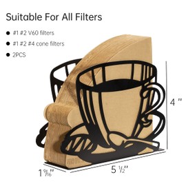2 PCS Coffee Filter Holder,Coffee Paper Storage Coffee Filter Paper Container Stand for Fan-shaped,T- shaped,Square-shaped Over Paper Filters,Good for Home Kitchen Restaurant Picnic Party wedding etc