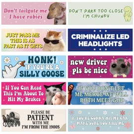 Funny Prank Car Bumper Stickers - 10Pcs Hilarious Funny Joke Vehicle Magnets Embarrassing Harmless Waterproof Bumper Decals, Strong Magnetic Car Home Warning Sign Decor Gift for Adult Friends Couples