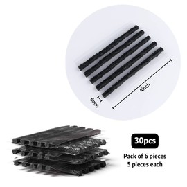 OFBAND 30PCS 4" Car Heavy Duty Tire Plugs,Black Tire Repair Plugs with Strong Viscosity for Fixing Flat Tire,Universal Rubber Tire Plug Kit Fits Car Truck SUV Motorcycle with Tubeless Tire