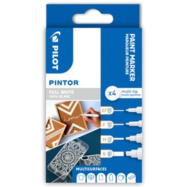 Pilot Pintor - Pack of 4 - White - Extra Fine/Fine/Medium/Large Point