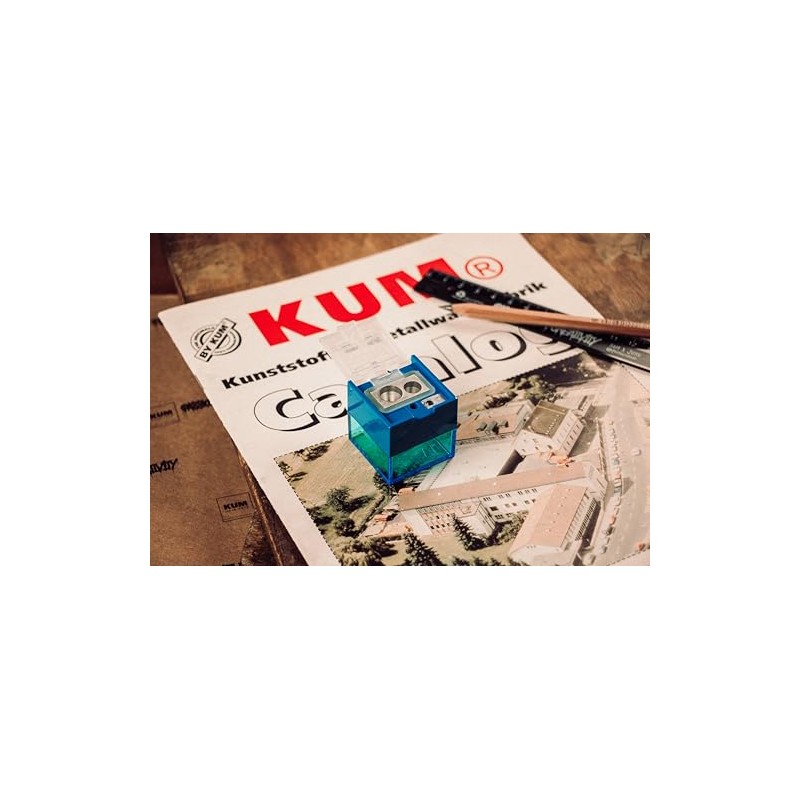 KUM AZ103.76.16-B - Pencil Sharpener with Container Cube M2, Blue,