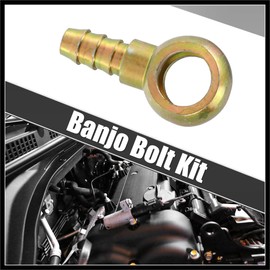 Hihaha 1Set Banjo Bolt Kit M16x1.5 Banjo Bolt Hose Barb Fitting Brake Line Fitting Adapter with Copper Washers for Motorcycle Car Iron Bronze Tone Durable Material