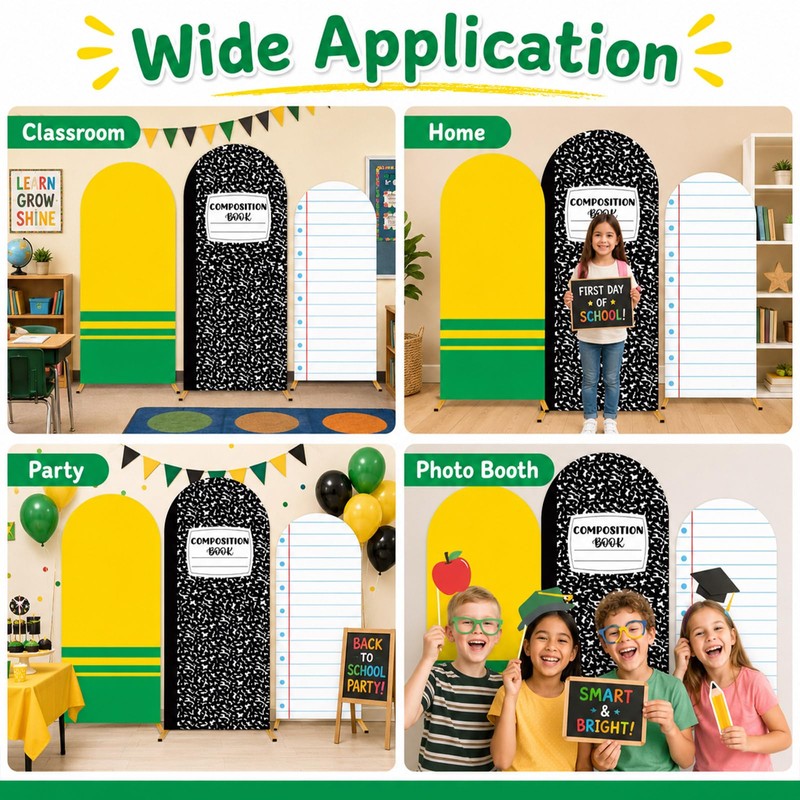 3PCS Back to School Arch Composition Backdrop Cover 4ft 5ft