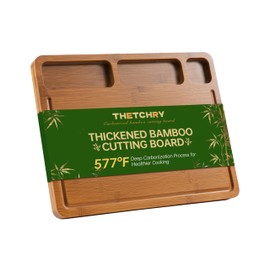 THETCHRY Cutting Board for Kitchen,Thickened Bamboo Cutting Board with Juice Groove, Large Butcher Block with Handle,Wooden Charcuterie Chopping Board for Prep & Serving Tray, 16.93" x 12.99" x0.98"