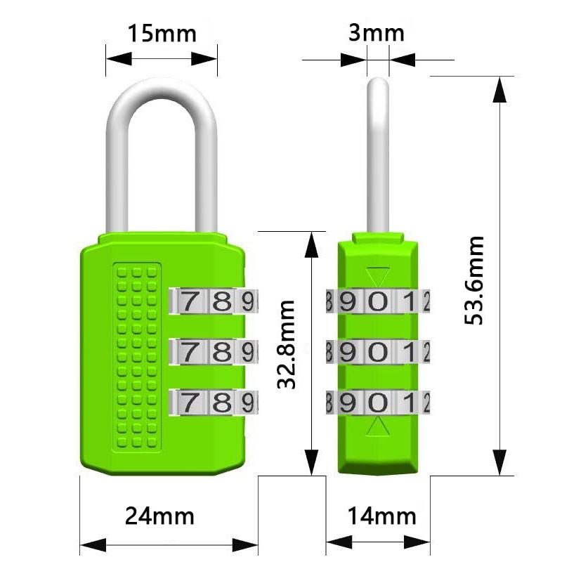 4 Pcs Combination Lock, 3 Digit Outdoor Combination Padlock keyless