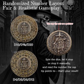 Haxtec DND Spinner Dice 7-in-1 Metal D&D Dice Set with Leather Bag Unique Dice Spinner for Dungeons and Dragons DND Gifts RPG Tabletop Game