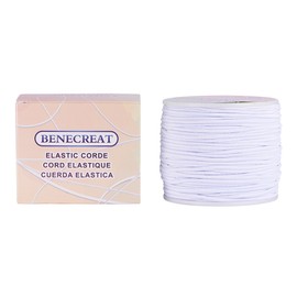 Benecreat Elastic Cord, Stretch, Thread, Beads, String, Fabric Crafting, String for DIY Crafts, Jewellery Making, 2mm, White