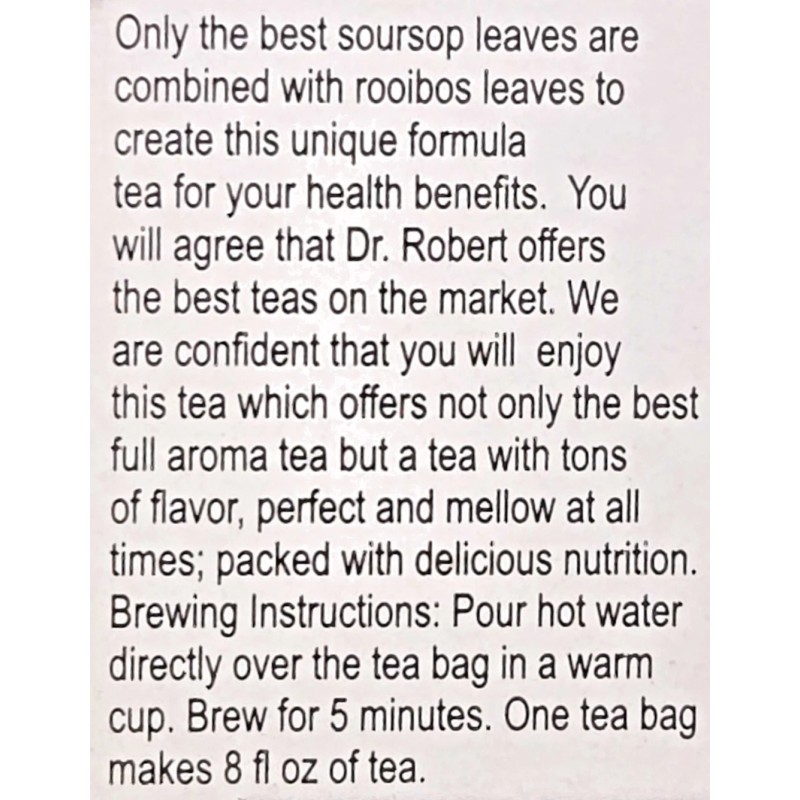 Dr RObert Soursop Leaves Tea Bags 20ct Natural Herbal Health