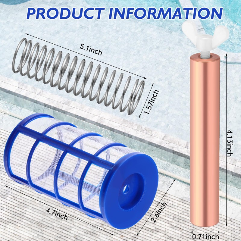 Qualirey 6 Pcs Copper Anode Replacement Kit Solar Pool Replacement