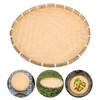 GANAZONO Bamboo Woven Tray Flat Wicker Basket Round Fruit Basket