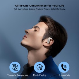 BUGANI Translation Earbuds Real Time, 3-in-1 Open Ear Headphones 5.4 Bluetooth Wireless Headphones,144 Ai Language Translator Earbuds,IP5X Whaterproof Translator Device for Travel Business Learning