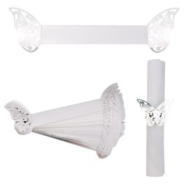 URROMA Silver Paper Napkin Holder Rings, 50 Pcs Butterfly Paper Napkin Rings Napkin Buckles Holder for Wedding Dinner Party Celebration Table Decor