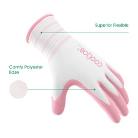 COOLJOB Gardening Gloves for Women, 2 Pairs Superior Grip Work Gloves, Breathable Gardening Glove, Gardening Gift, Medium Size Fits Most, Sakura Pink & Light Blue