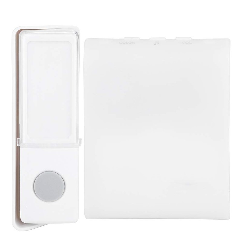 Wireless Doorbell 7-Colour LED Flash Button Doorbell IP44 Rainproof Doorbell
